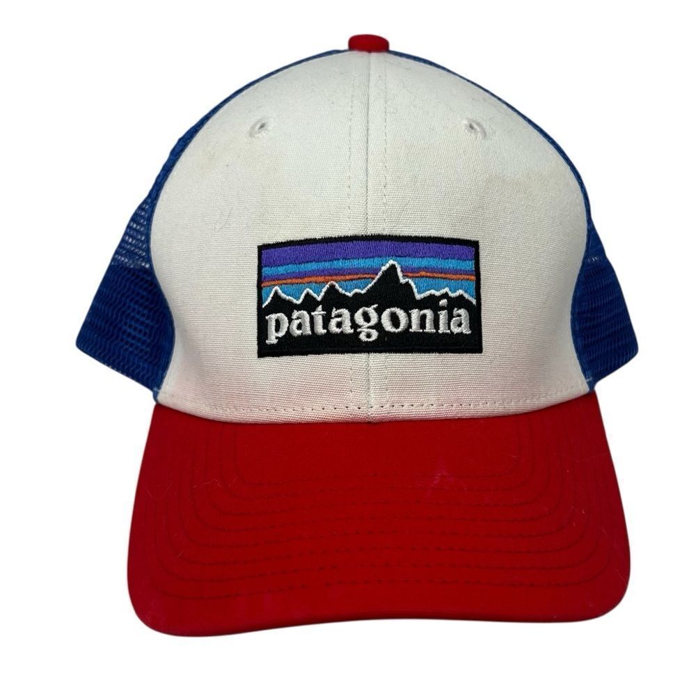 Patagonia Snap Back Trucker Red Blue Patch Mesh Outdoor Logo Women’s Cap Hat